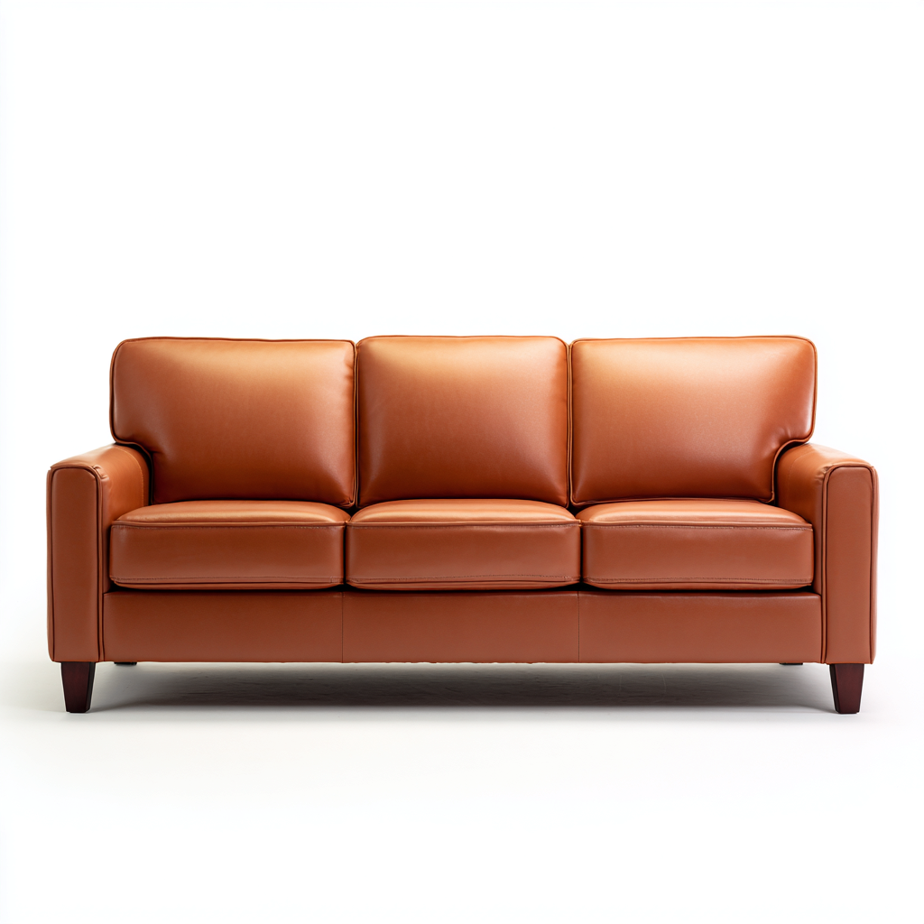 Divano a 3 posti in pelle 215x88x80 cm - marrone cognac - per soggiorno - design moderno-Lilaihaus