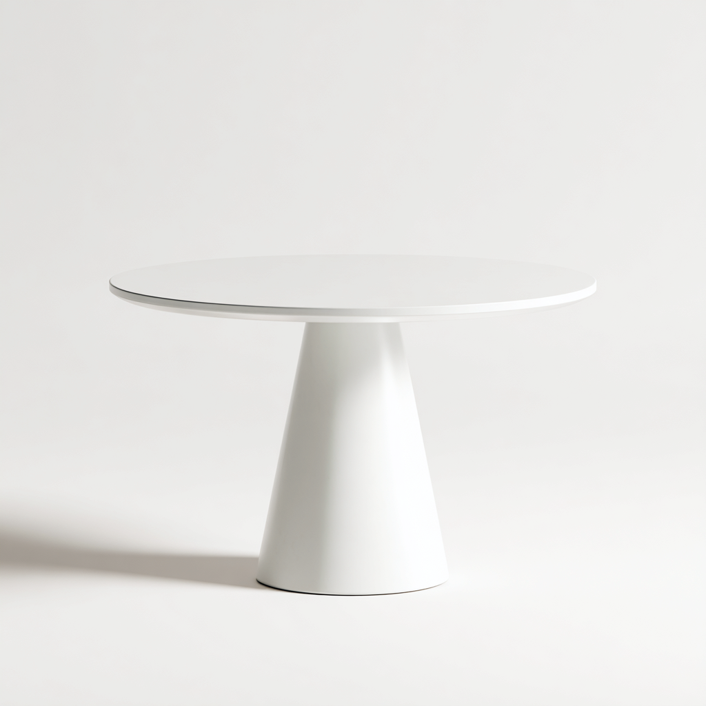 Tavolo da pranzo rotondo in MDF 120x120x75 cm - bianco - design moderno per sala da pranzo-Lilaihaus
