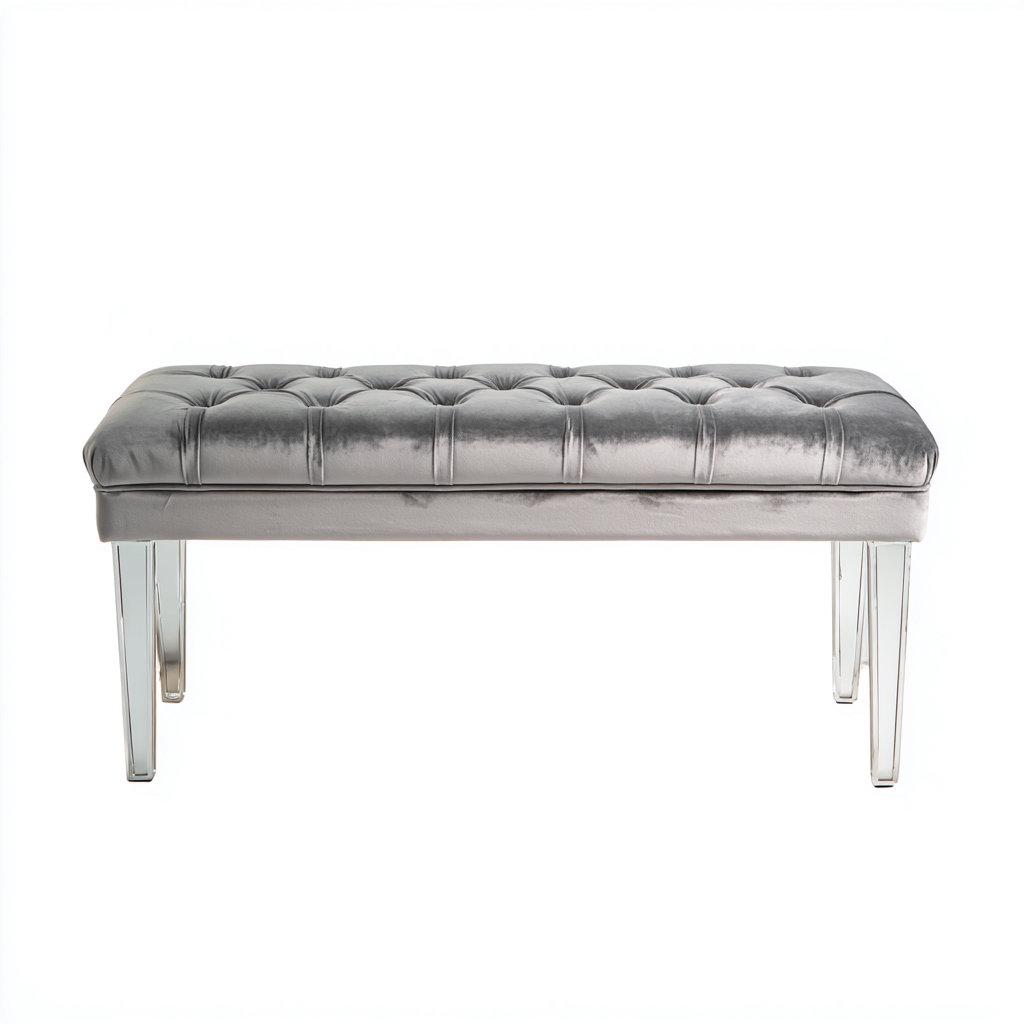 Panca per letto imbottita in velluto per camera da letto 120x45x45 cm - grigio - design elegante-Lilaihaus