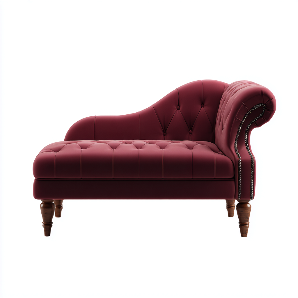 Chaise longue in velluto 170x76x87 cm - Bordeaux - Stile classico per soggiorno-Lilaihaus