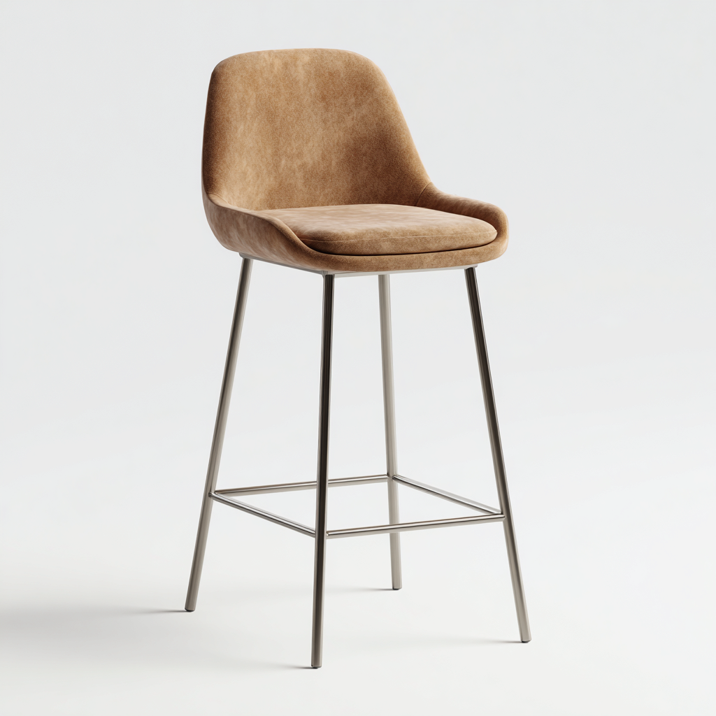 Sgabello da bar imbottito in tessuto 50x50x105 cm - marrone - stile moderno - adatto per sala da pranzo-Lilaihaus