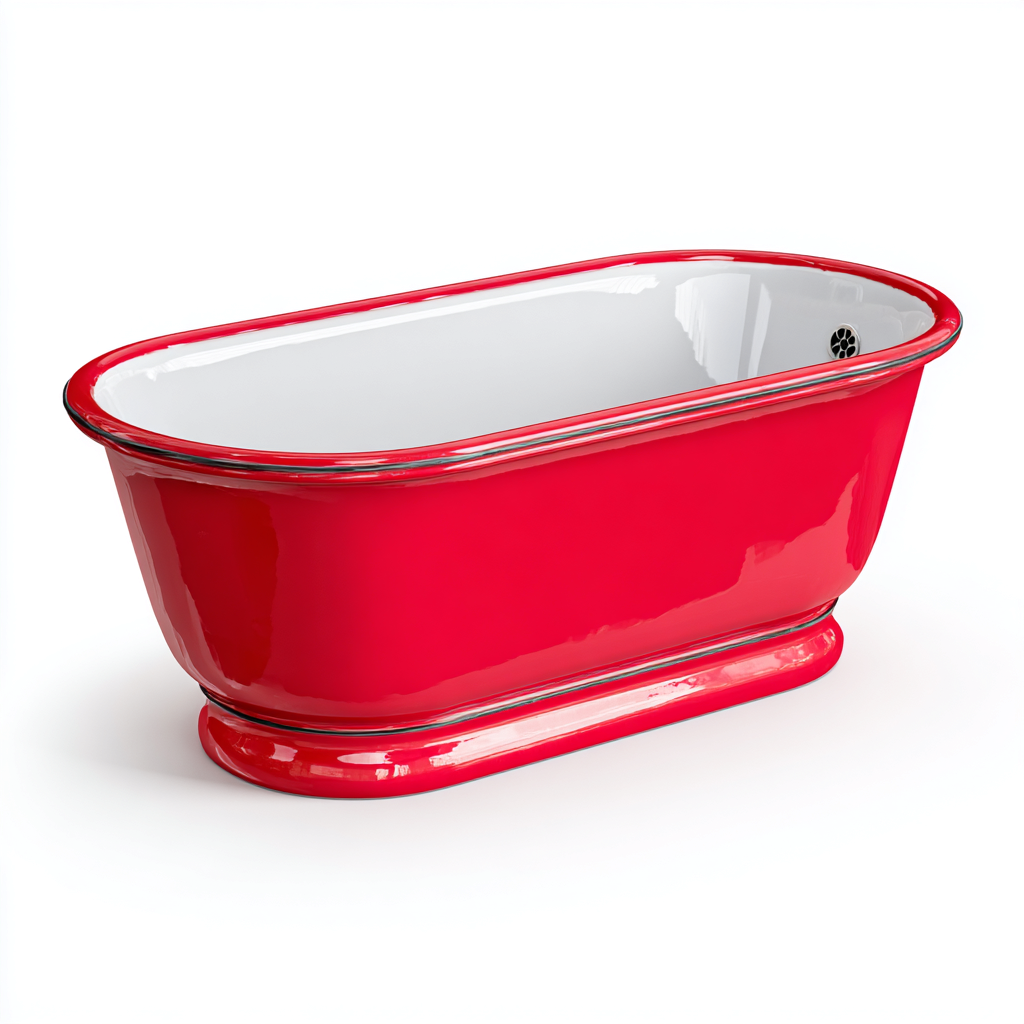Vasca da bagno freestanding in acrilico 170x78x60 cm - rosso - bianco - design classico per bagno-Lilaihaus