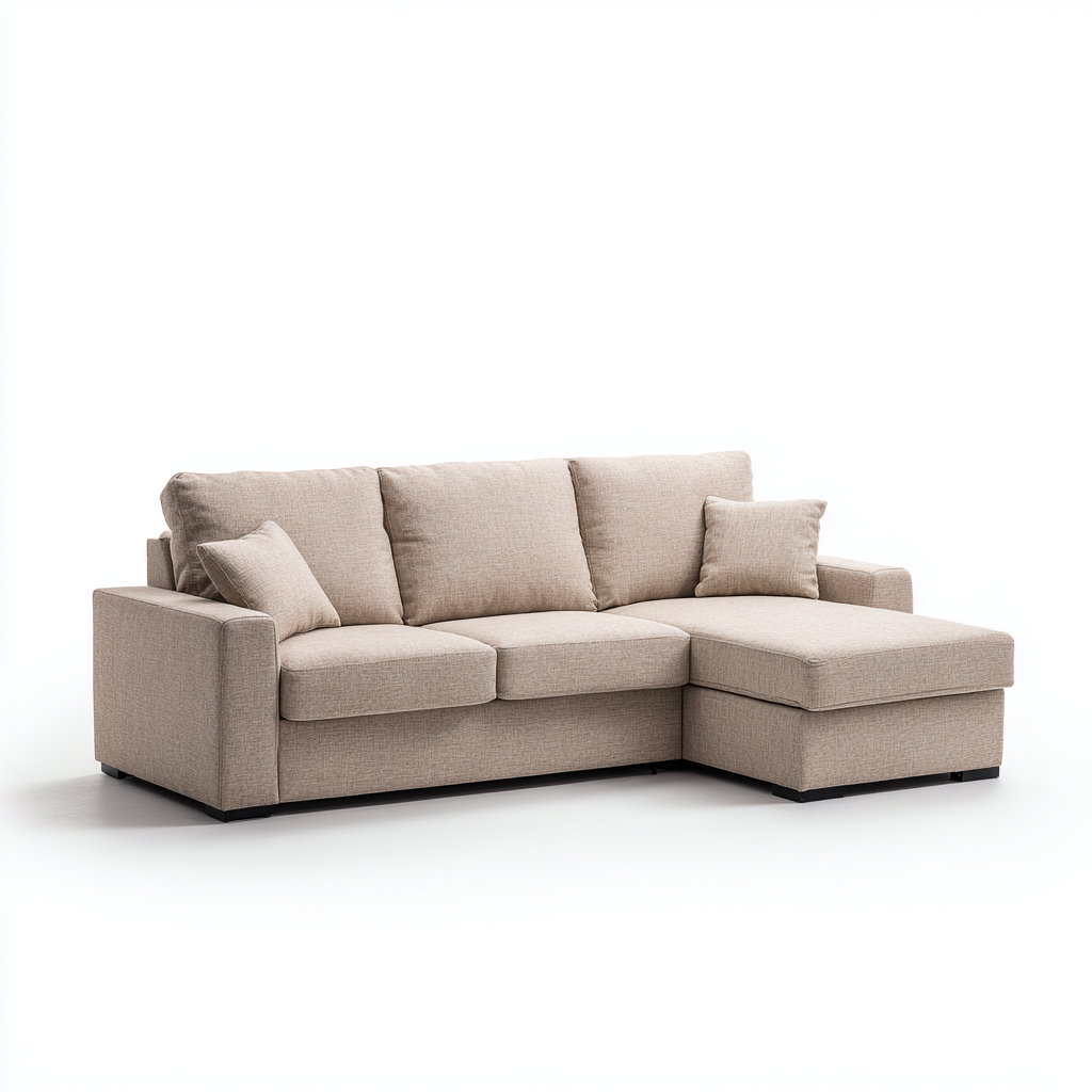 Divano angolare in tessuto 270x165x86 cm - Beige - Design moderno per soggiorno-Lilaihaus