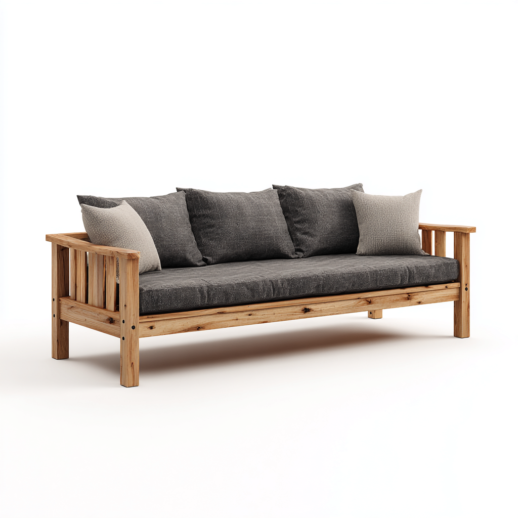 Divano da esterno in legno e tessuto 200x75x80 cm - grigio - stile moderno per giardino e terrazza-Lilaihaus
