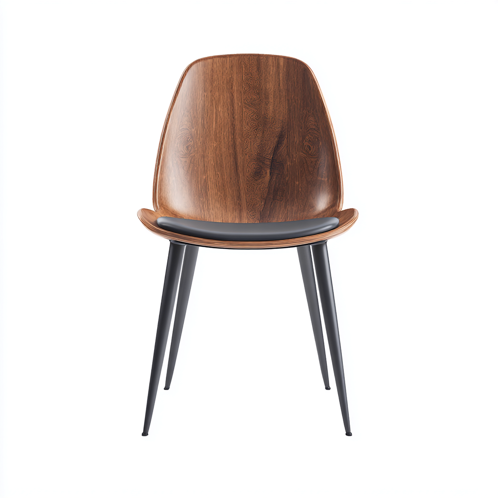 Sedia da pranzo in legno e metallo 52x55x82 cm - marrone - nero - design moderno per sala da pranzo-Lilaihaus
