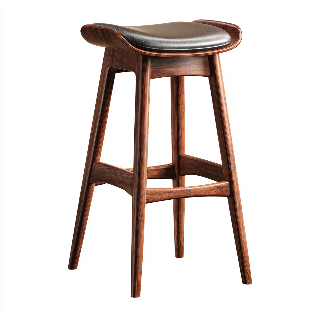Sgabello da bar in legno con seduta in pelle 45x45x75 cm - marrone - stile moderno - adatto per sala da pranzo-Lilaihaus