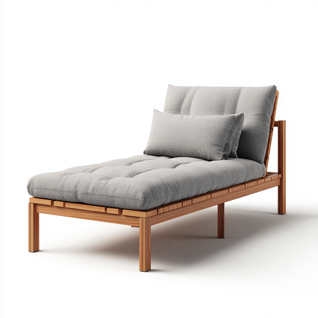 Lettino da sole imbottito legno-massello-tessuto 190x74x82 cm - Grigio - Marrone - Design moderno per esterni adatto all uso all aperto-Lilaihaus