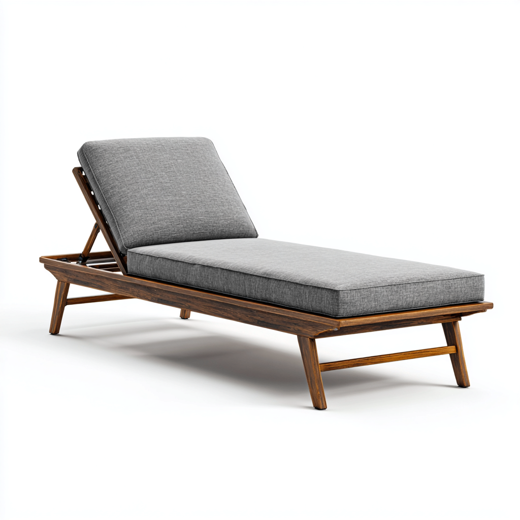 Lettino da sole imbottito legno-massello-tessuto 195x70x80 cm - Grigio - Marrone - Design moderno per esterni adatto all uso all aperto-Lilaihaus
