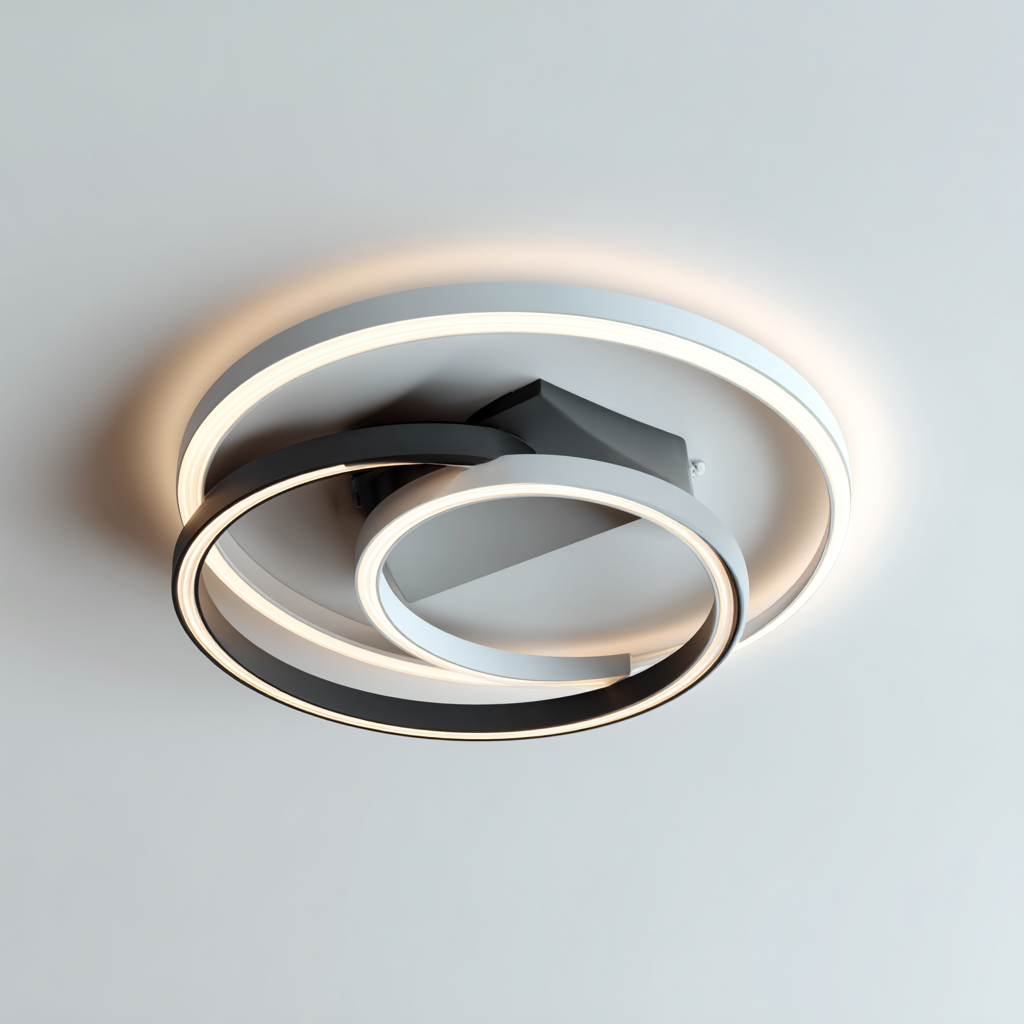 Lampada da soffitto in metallo e acrilico 60x60x12 cm - bianco - nero - per soggiorno e camera da letto - design moderno-Lilaihaus