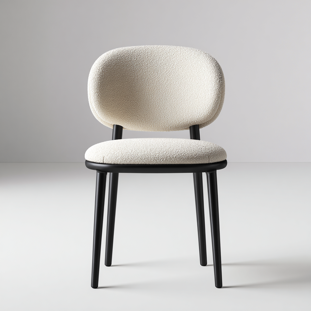 Sedia da pranzo in metallo e tessuto 50x52x82 cm - bianco - nero - design moderno per sala da pranzo-Lilaihaus