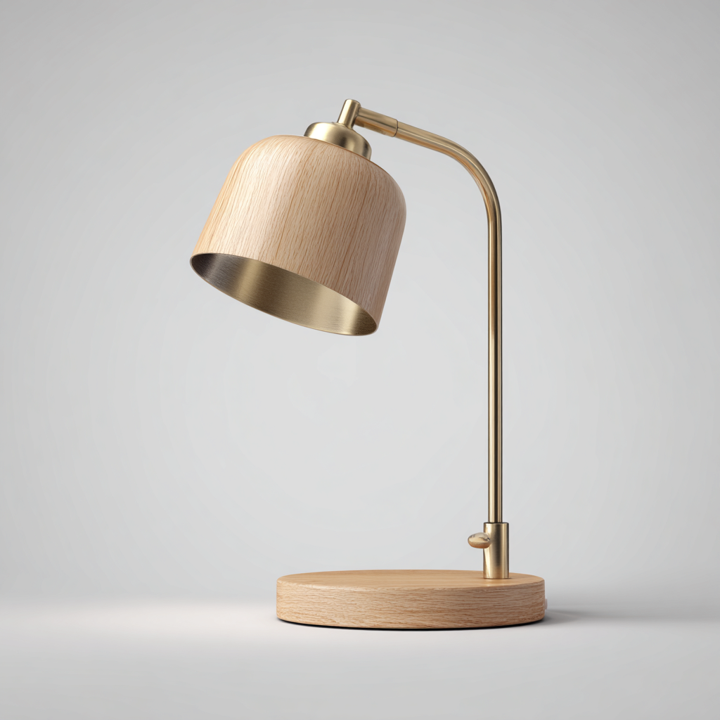 Lampada da tavolo legno metallo 23x23x42 cm - Legno Naturale - Per studio - Design scandinavo-Lilaihaus