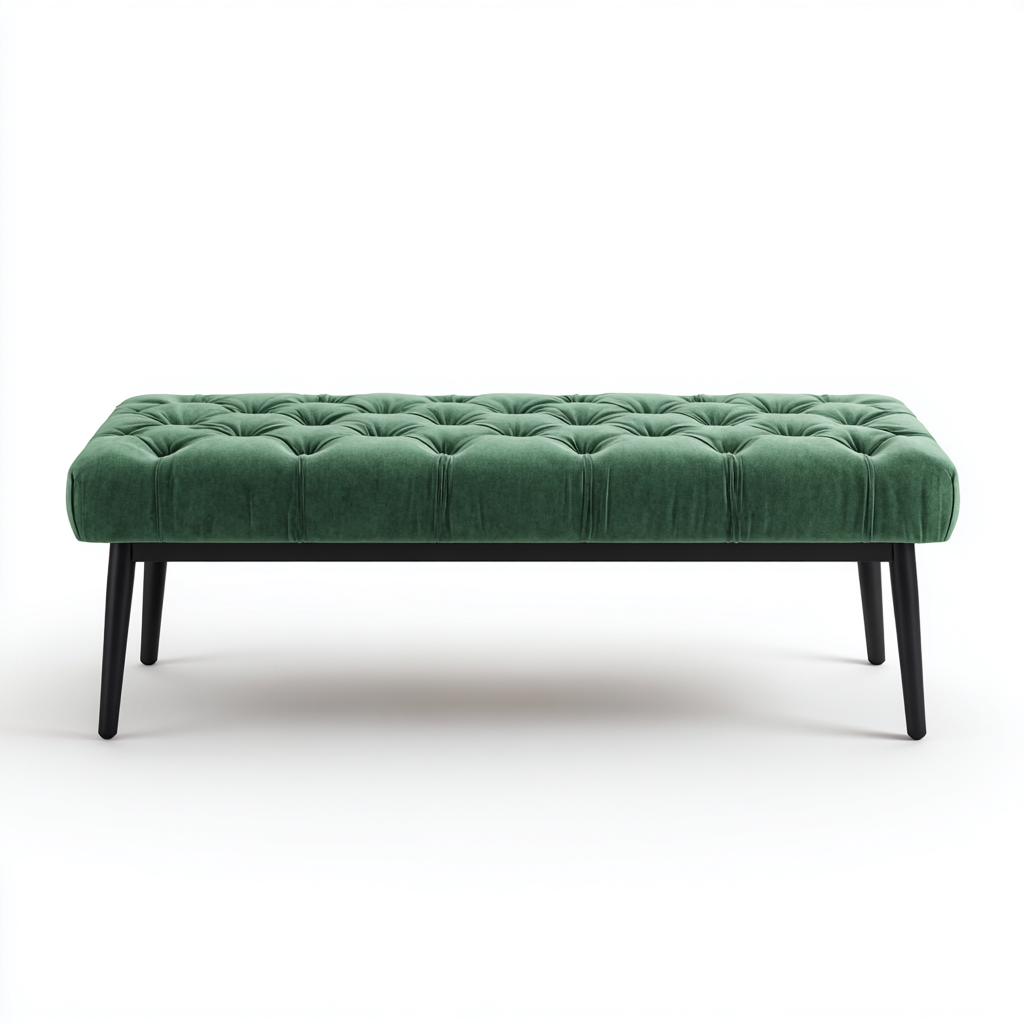 Panca per letto imbottita in velluto per camera da letto 120x45x45 cm - verde - design moderno-Lilaihaus