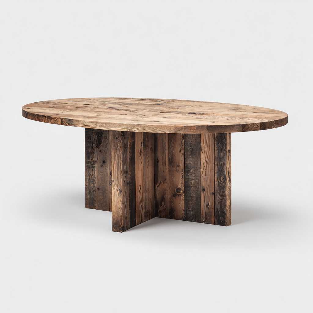 Tavolo da pranzo ovale in legno massello 200x100x75 cm - marrone - stile rustico moderno per sala da pranzo-Lilaihaus
