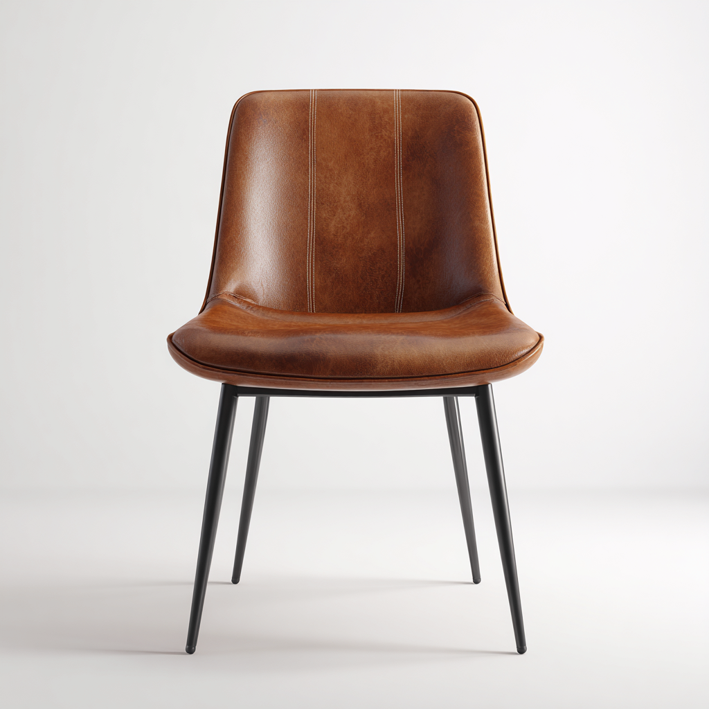 Sedia da pranzo rivestimento effetto pelle seduta imbottita struttura in metallo 50x52x86 cm - Marrone - Nero - Design moderno per sala da pranzo-Lilaihaus