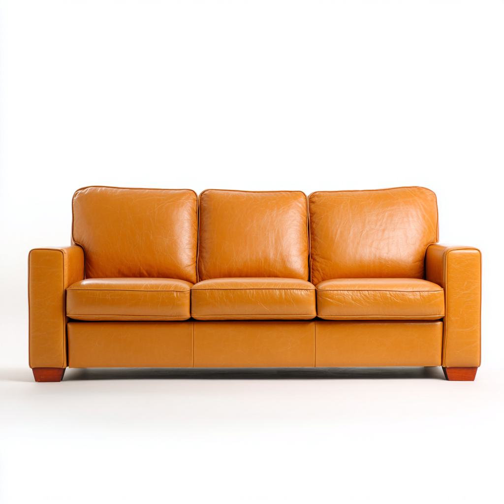 Divano a 3 posti in pelle 225x92x82 cm - arancione chiaro - per soggiorno - stile moderno-Lilaihaus