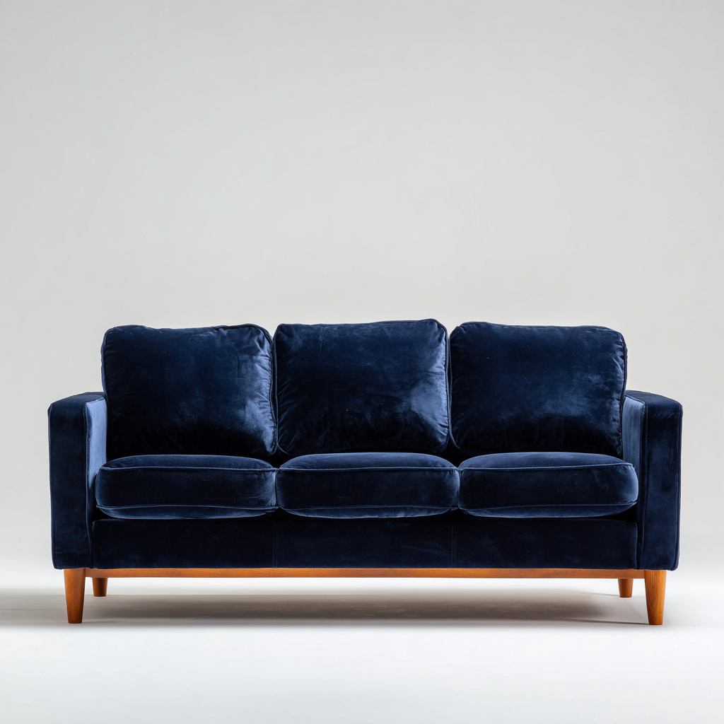 Divano a 3 posti in velluto 232x94x83 cm - blu navy - stile moderno per soggiorno-Lilaihaus