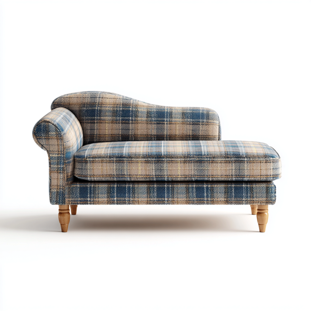 Chaise longue in tessuto 155x68x82 cm - Blu Beige - Stile classico per soggiorno-Lilaihaus