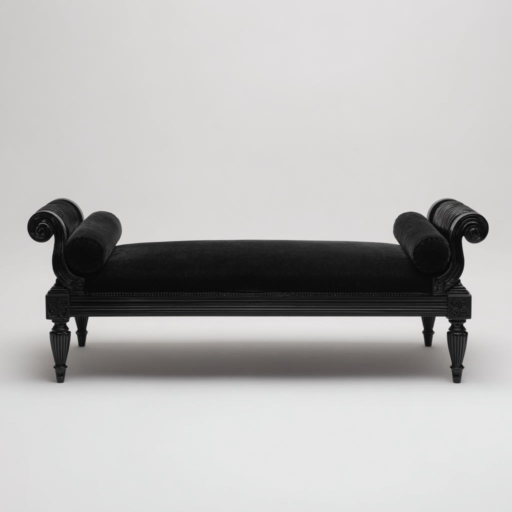 Panca per letto imbottita in velluto per camera da letto 160x45x65 cm - nero - stile classico-Lilaihaus