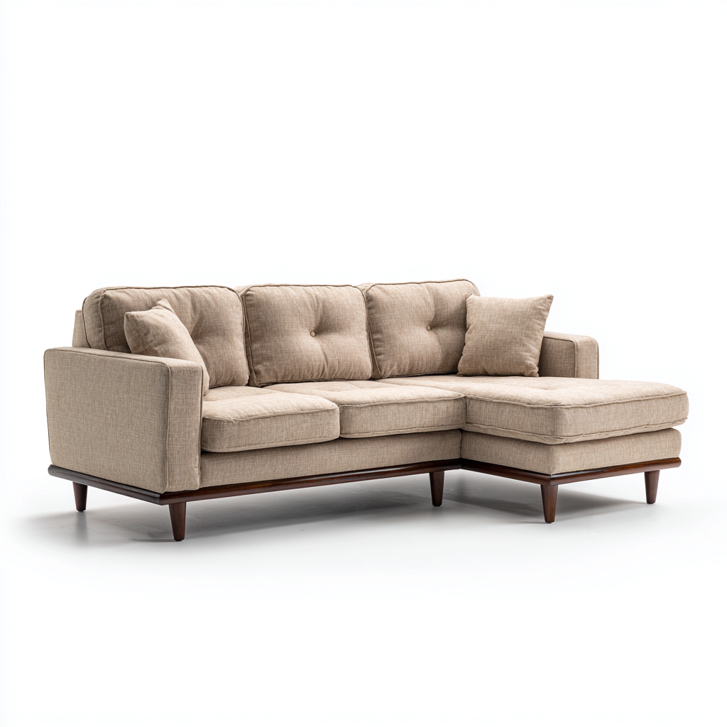 Divano angolare in tessuto 270x165x88 cm - Marrone chiaro - Design moderno per soggiorno-Lilaihaus