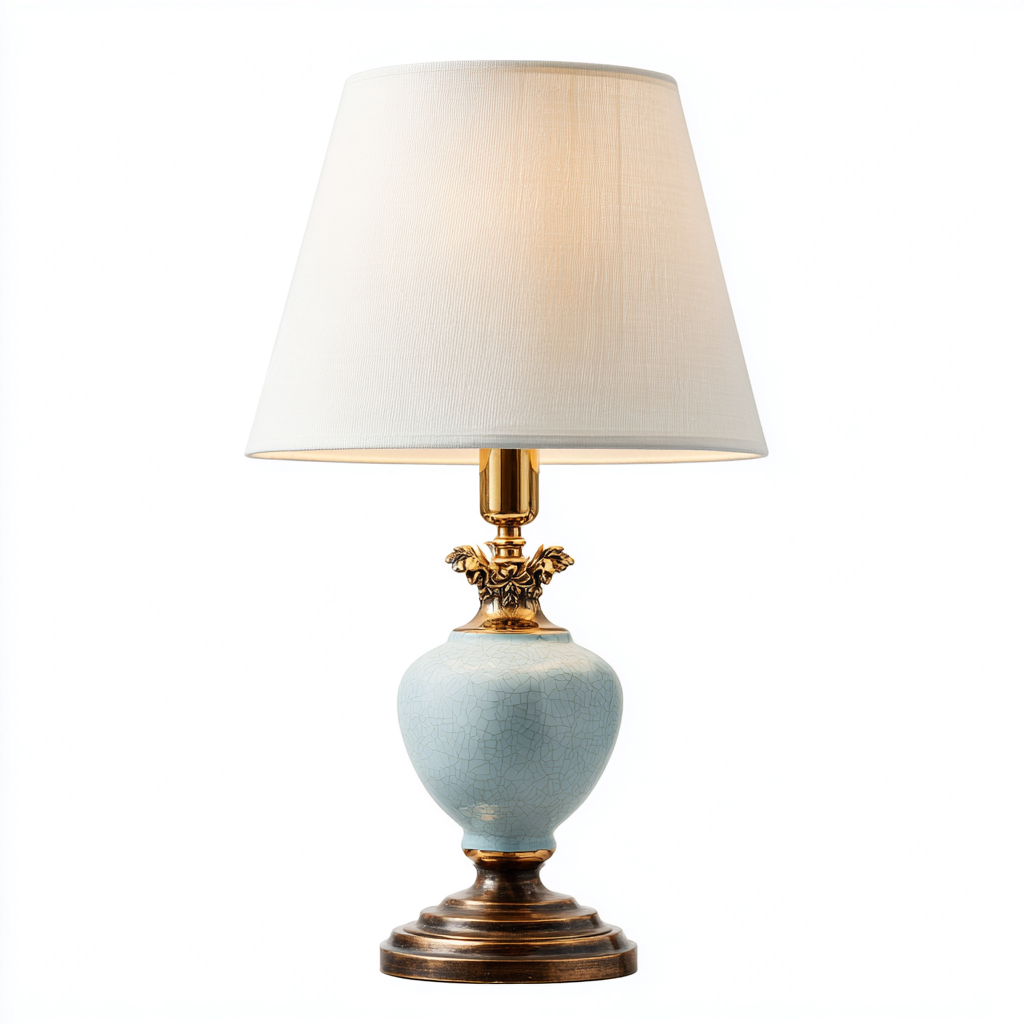 Lampada da tavolo ceramica 26x26x47 cm - Azzurro Bianco - Per soggiorno - Design classico-Lilaihaus