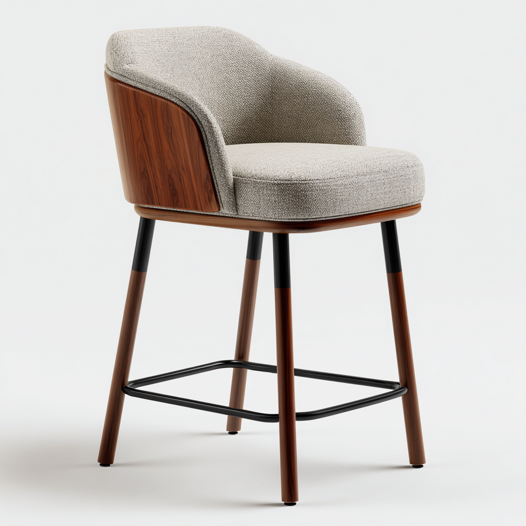 Sgabello da bar imbottito con schienale in legno 48x50x95 cm - grigio - stile moderno - adatto per sala da pranzo-Lilaihaus