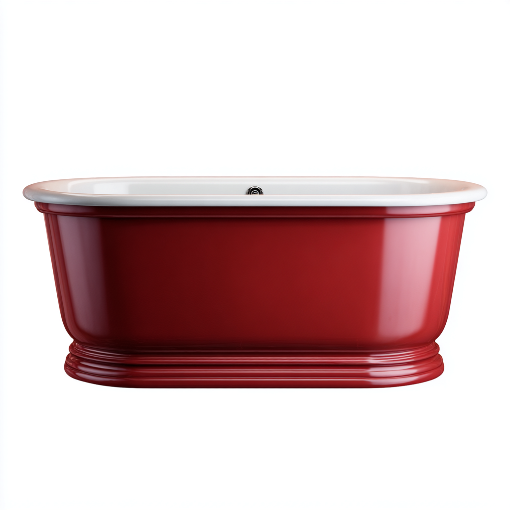 Vasca da bagno freestanding in acrilico 168x76x62 cm - rosso scuro - bianco - design classico per bagno-Lilaihaus