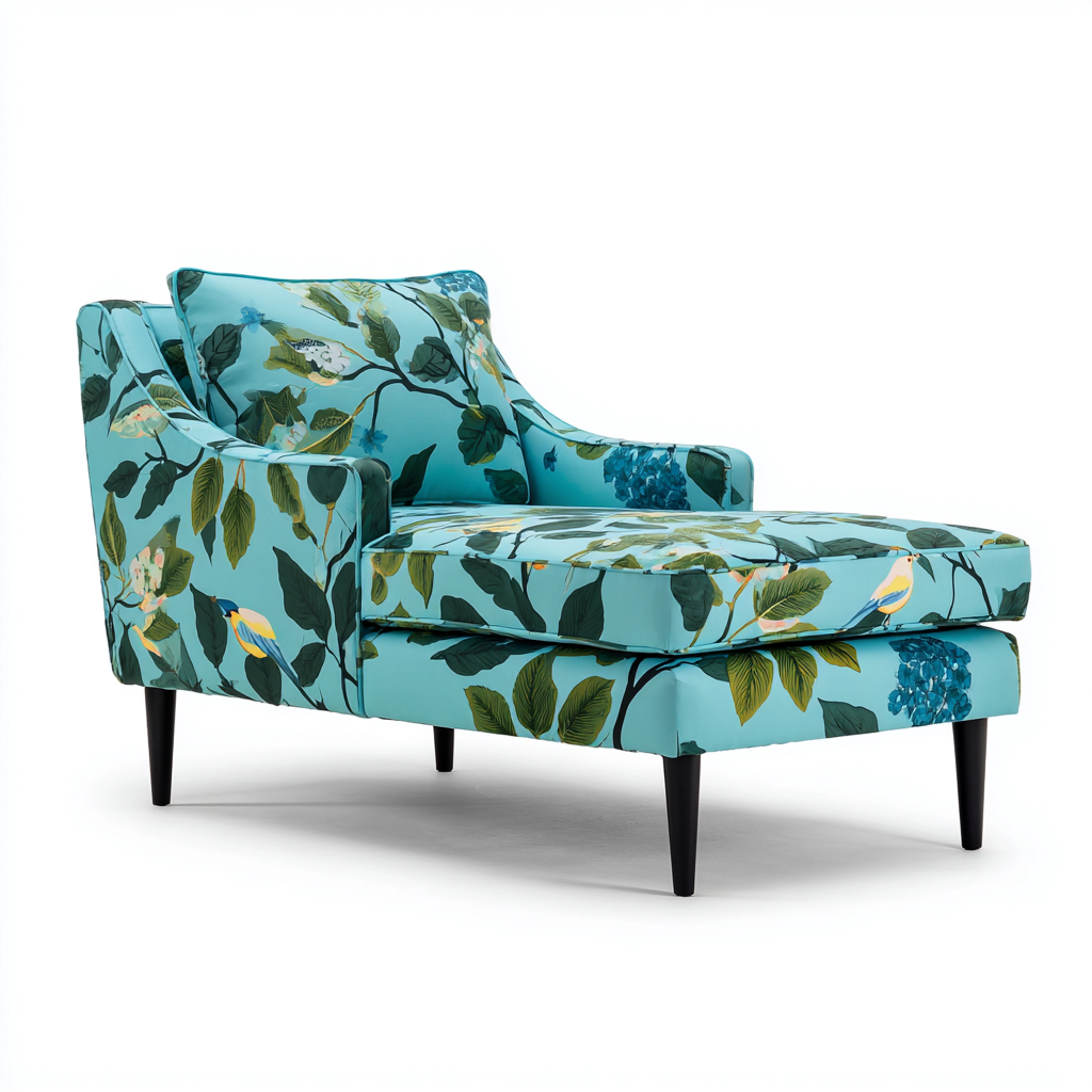 Chaise longue in tessuto 158x72x84 cm - Blu Verde - Stile decorativo per soggiorno-Lilaihaus