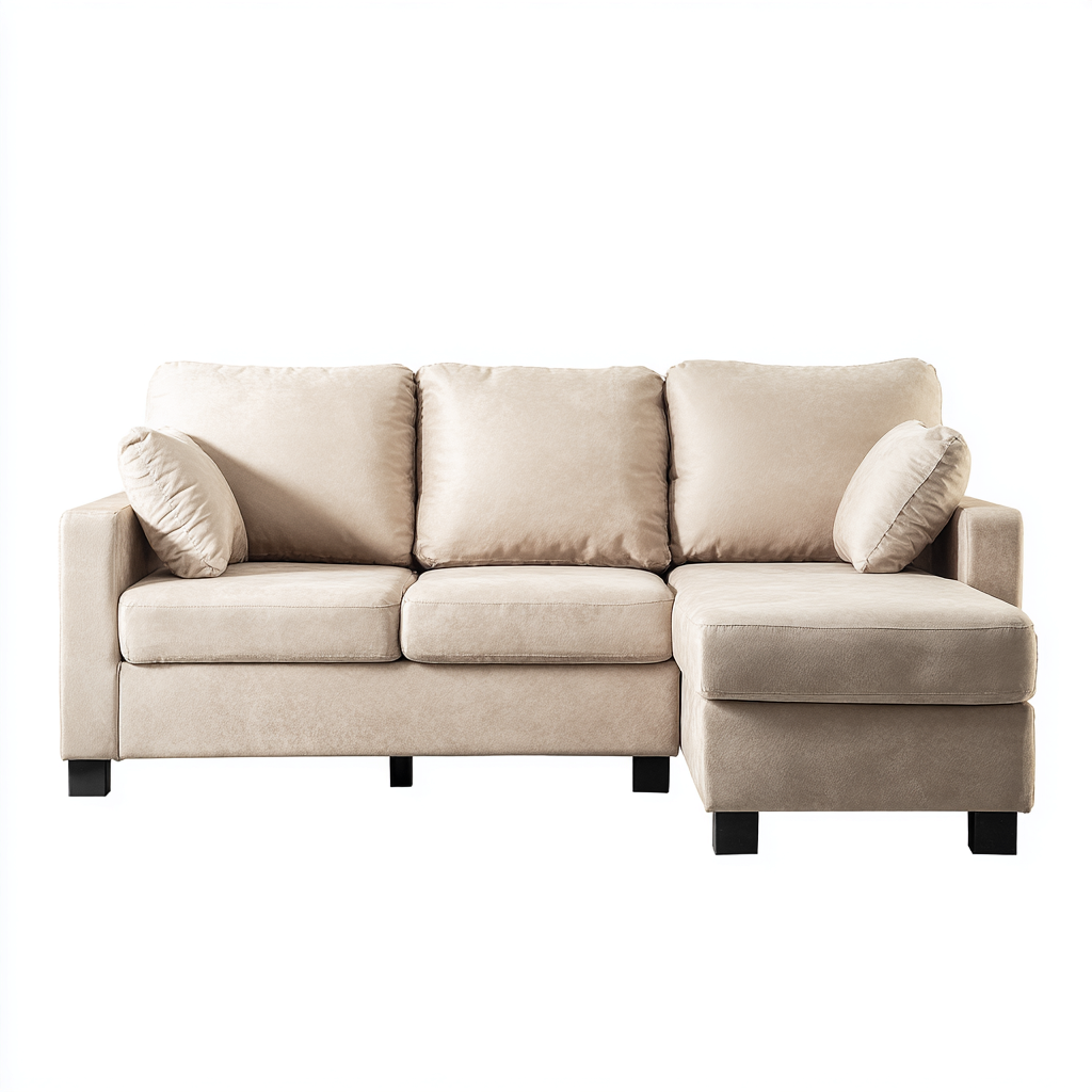 Divano angolare in tessuto 280x165x85 cm - Beige - Design moderno per soggiorno-Lilaihaus