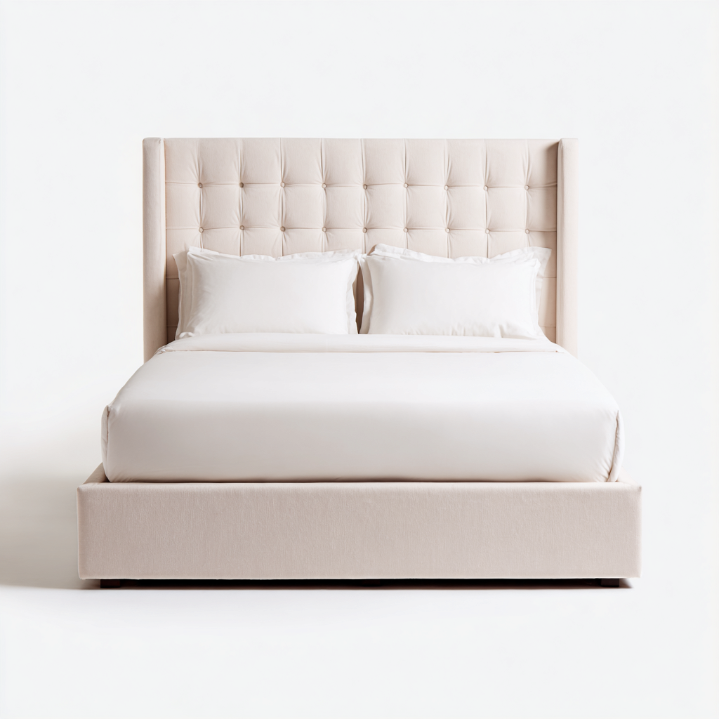 Letto matrimoniale imbottito per camera da letto 200x180x110 cm - beige - design elegante-Lilaihaus