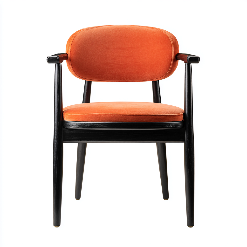 Sedia da pranzo in legno e tessuto 56x55x80 cm - arancione - nero - design moderno per sala da pranzo-Lilaihaus