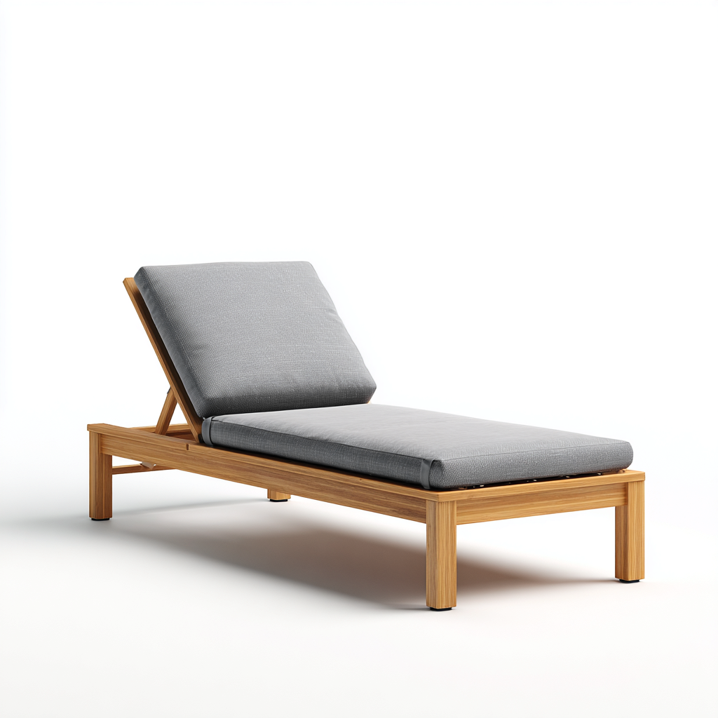 Lettino da sole imbottito legno-massello-tessuto 192x72x78 cm - Grigio - Marrone - Design moderno per esterni adatto all uso all aperto-Lilaihaus
