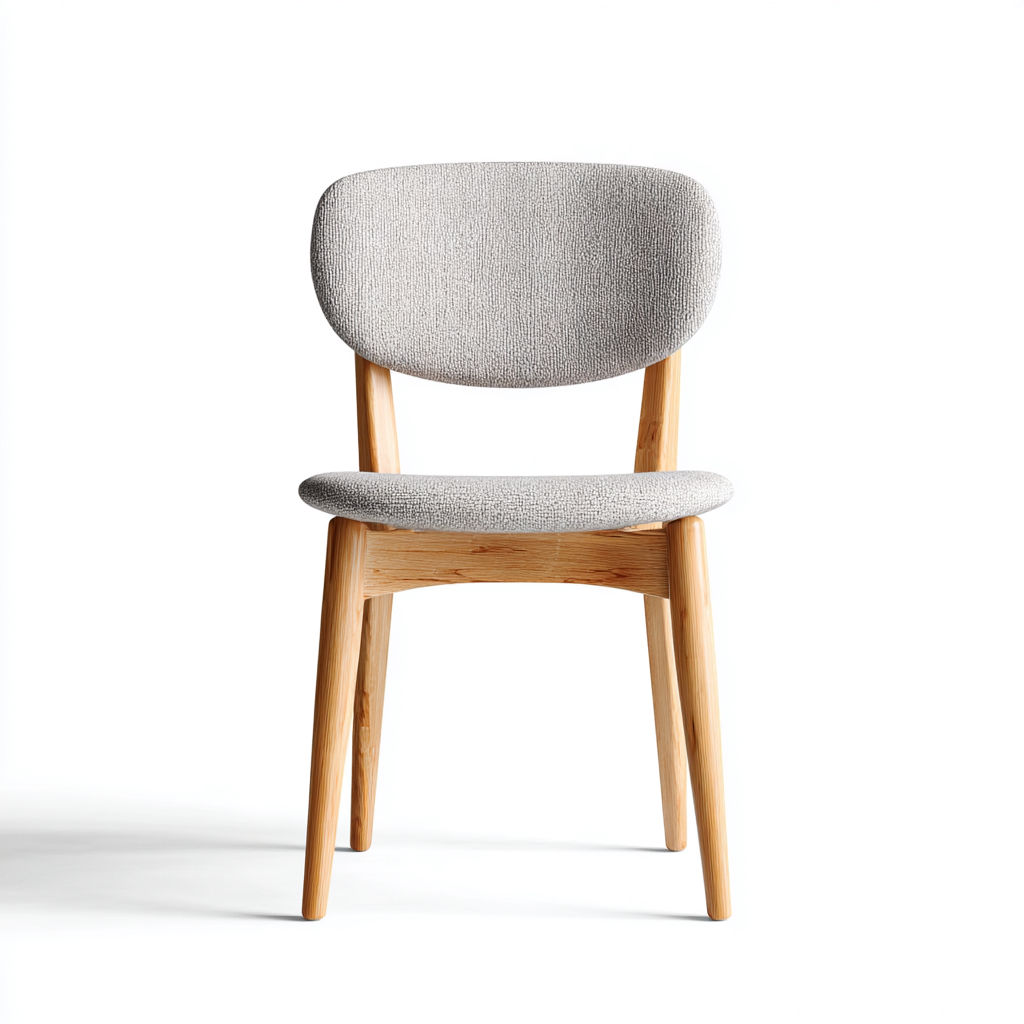 Sedia da pranzo tessuto seduta imbottita struttura in legno naturale 47x49x83 cm - Grigio - Naturale - Design moderno per sala da pranzo-Lilaihaus