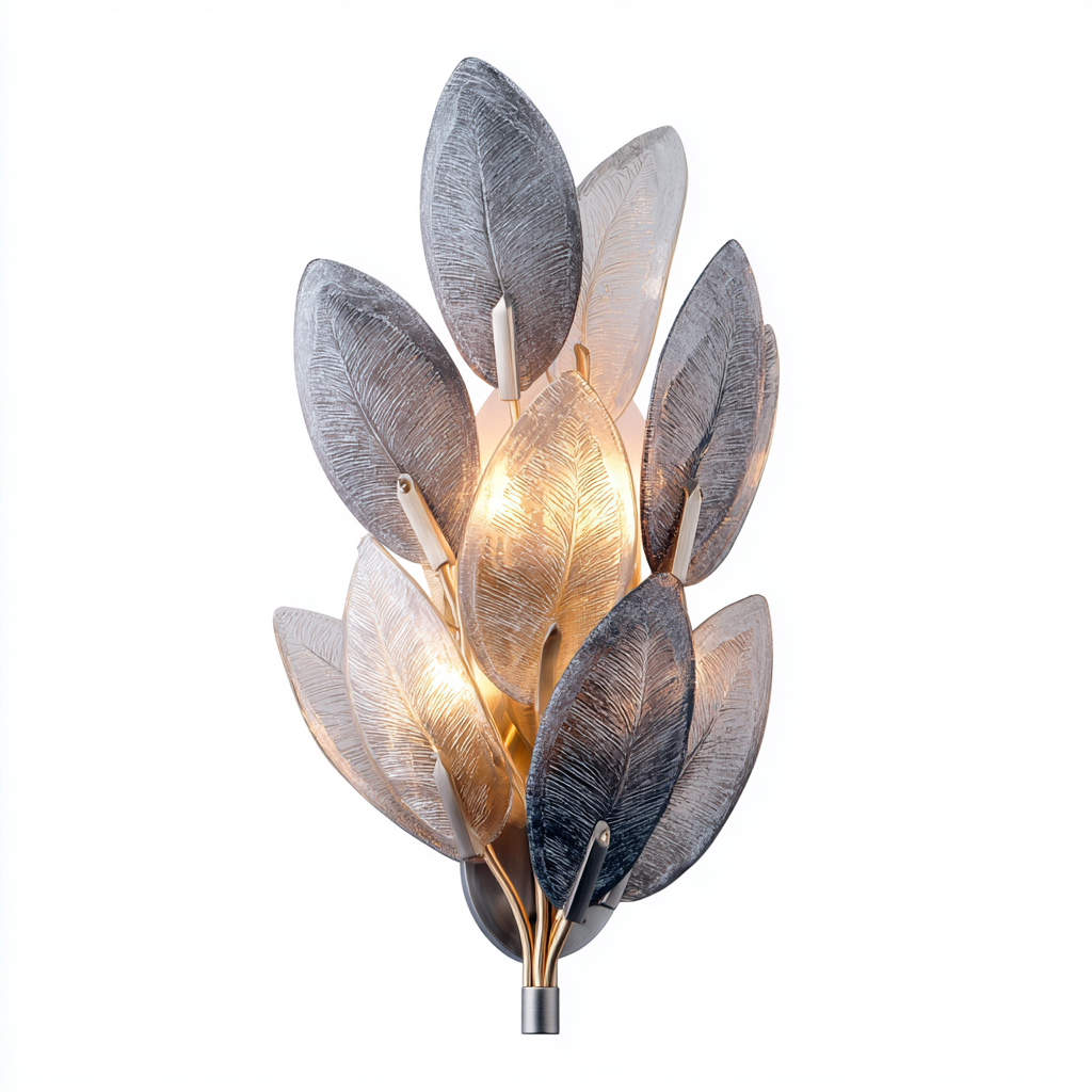 Applique da parete in metallo e vetro 24x15x45 cm - grigio e oro - illuminazione da interno design decorativo-Lilaihaus