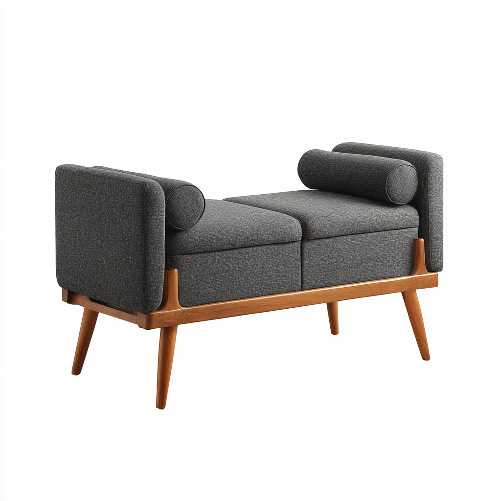 Panca per letto imbottita in tessuto per camera da letto 120x45x65 cm - grigio scuro - design moderno-Lilaihaus