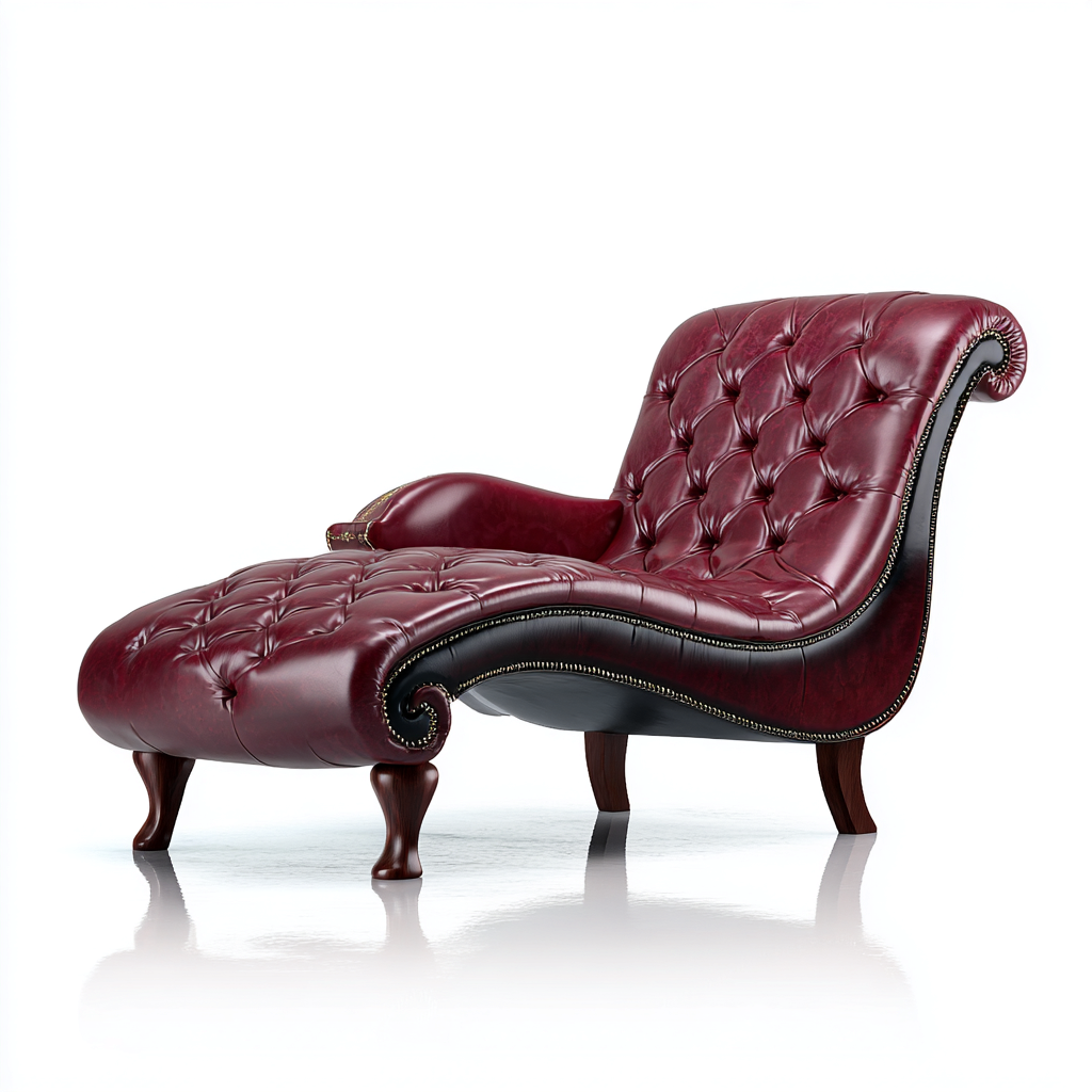 Chaise longue in pelle 172x76x88 cm - Bordeaux - Stile classico per soggiorno-Lilaihaus