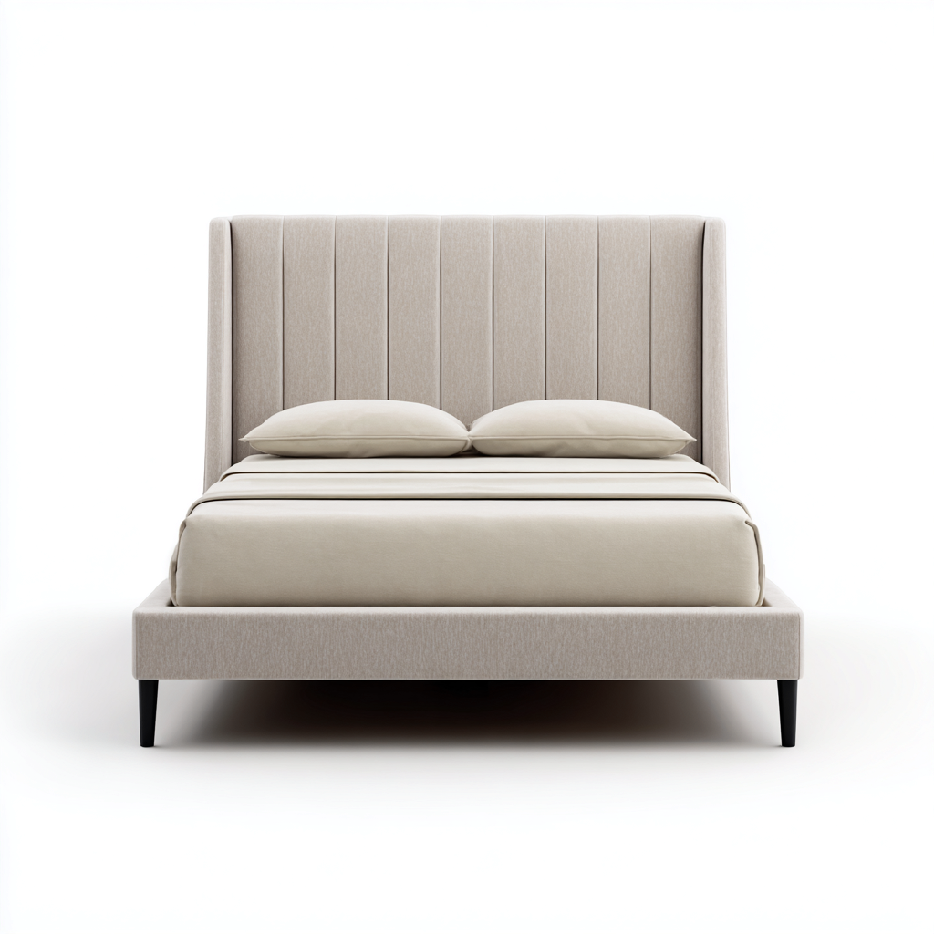 Letto matrimoniale imbottito in tessuto per camera da letto 200x180x112 cm - beige - design moderno-Lilaihaus