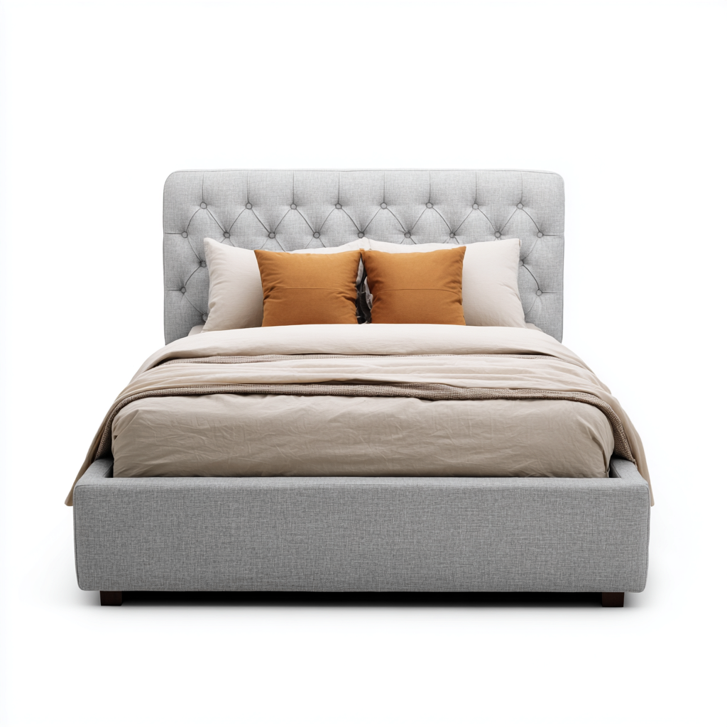 Letto matrimoniale imbottito in tessuto per camera da letto 200x180x110 cm - grigio chiaro - design moderno-Lilaihaus