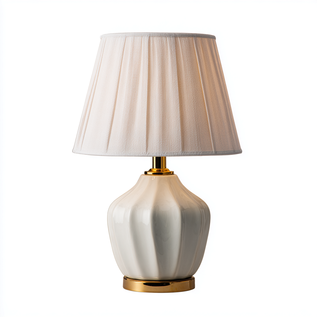 Lampada da tavolo ceramica 24x24x40 cm - Bianco - Per soggiorno - Design classico-Lilaihaus