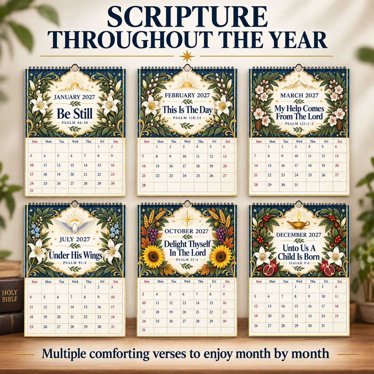 📖 2027 A Year Of Comfort & Strength Bible Verse Wall Calendar