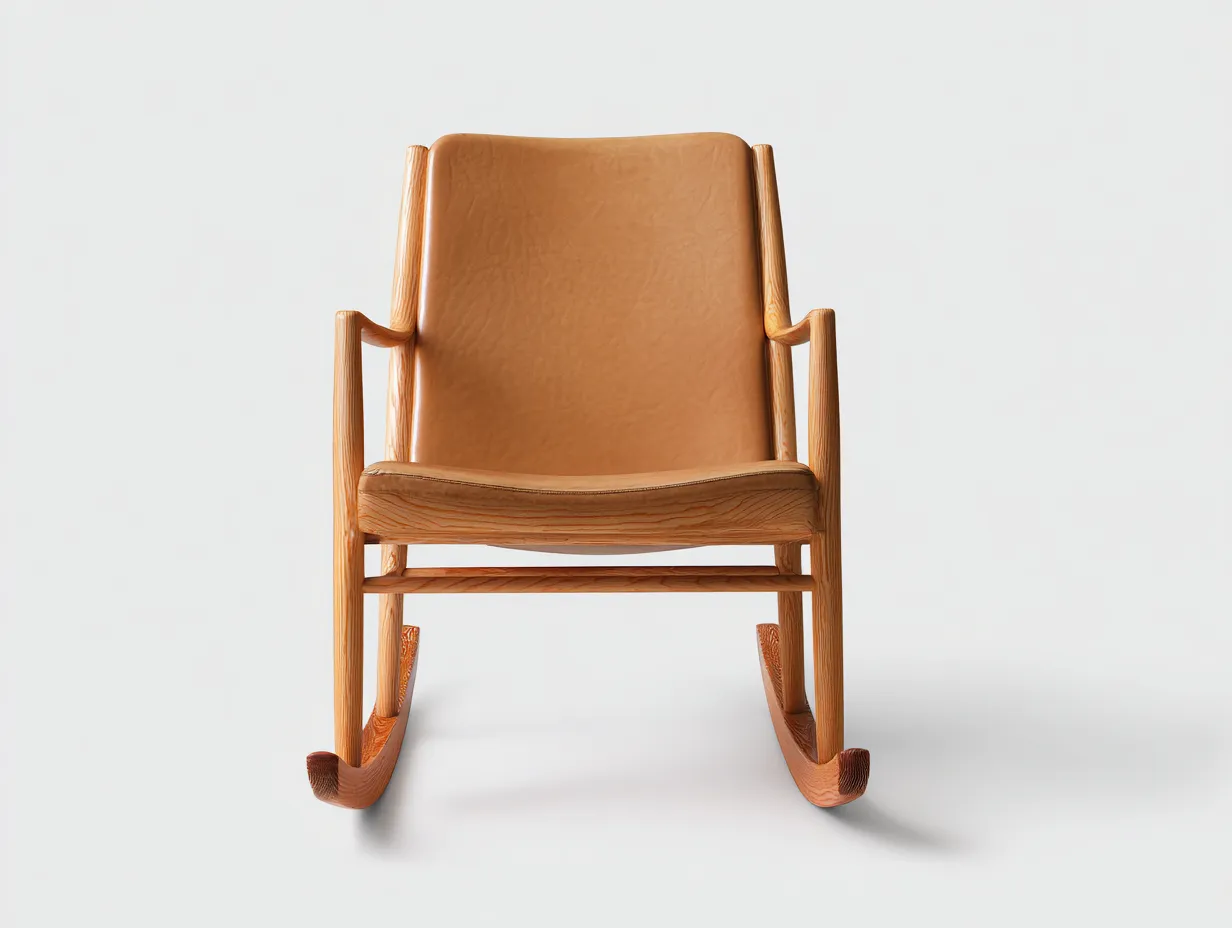 Mecedora 80x74x102 cm – marrón – tapizada en cuero con estructura de madera estilo clásico para sala de estar-Liviahahaus