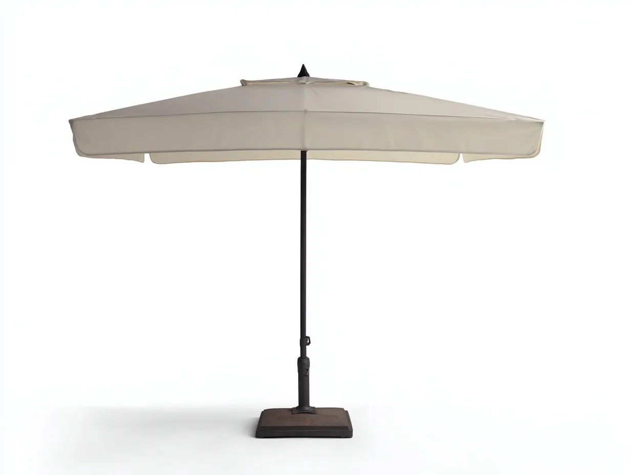 Sombrilla de terraza de tela 300×300×250 cm - gris claro y marrón - con base-Liviahahaus