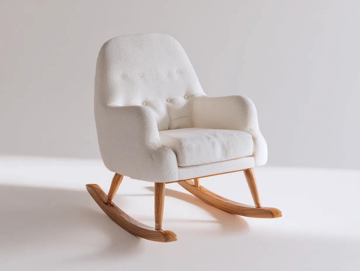 Mecedora tapizada 75×90×105 cm - blanco y marrón - estilo acogedor-Liviahahaus