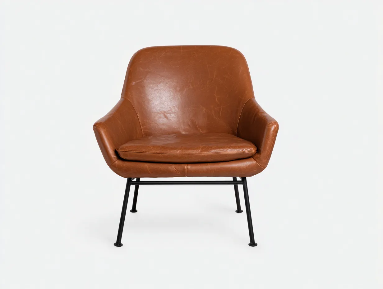Silla de comedor 64×62×78 cm - cuero marrón y estructura negra - diseño contemporáneo para sala de estar-Liviahahaus