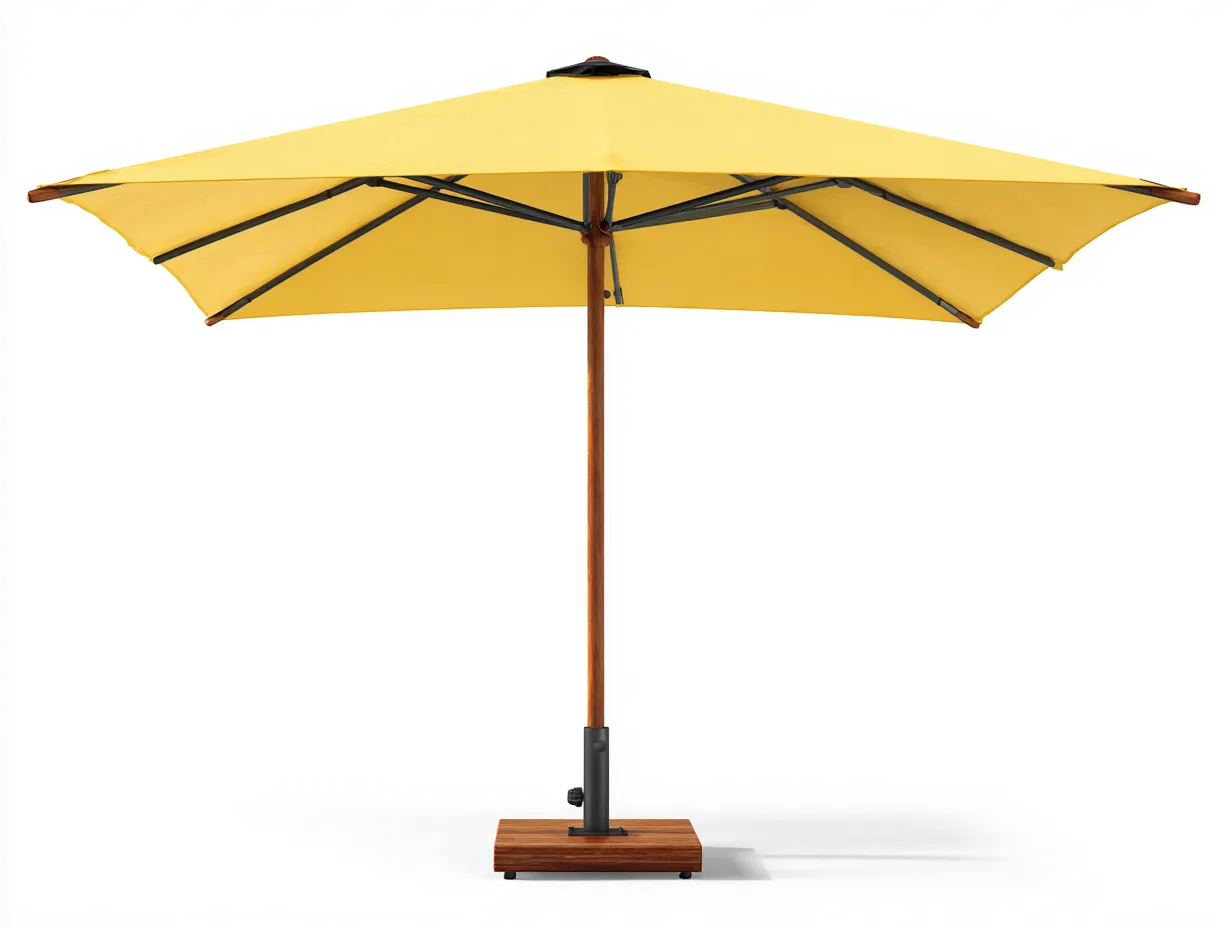 Sombrilla de terraza 300×300×255 cm - blanco y gris - con base para terraza-Liviahahaus