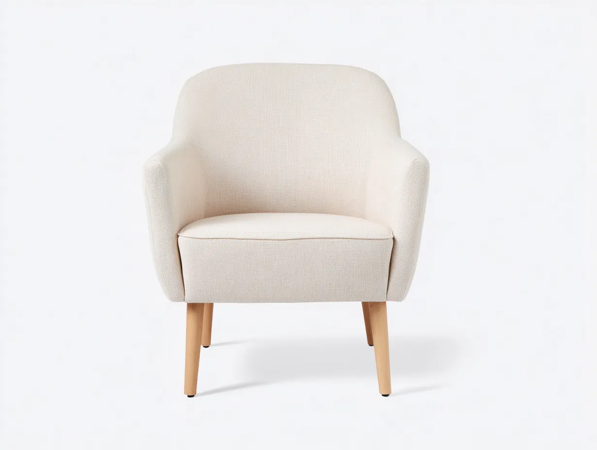 Silla de comedor 62x64x86 cm – beige claro – tapizada en tela con brazos curvos estilo nórdico para sala de estar-Liviahahaus