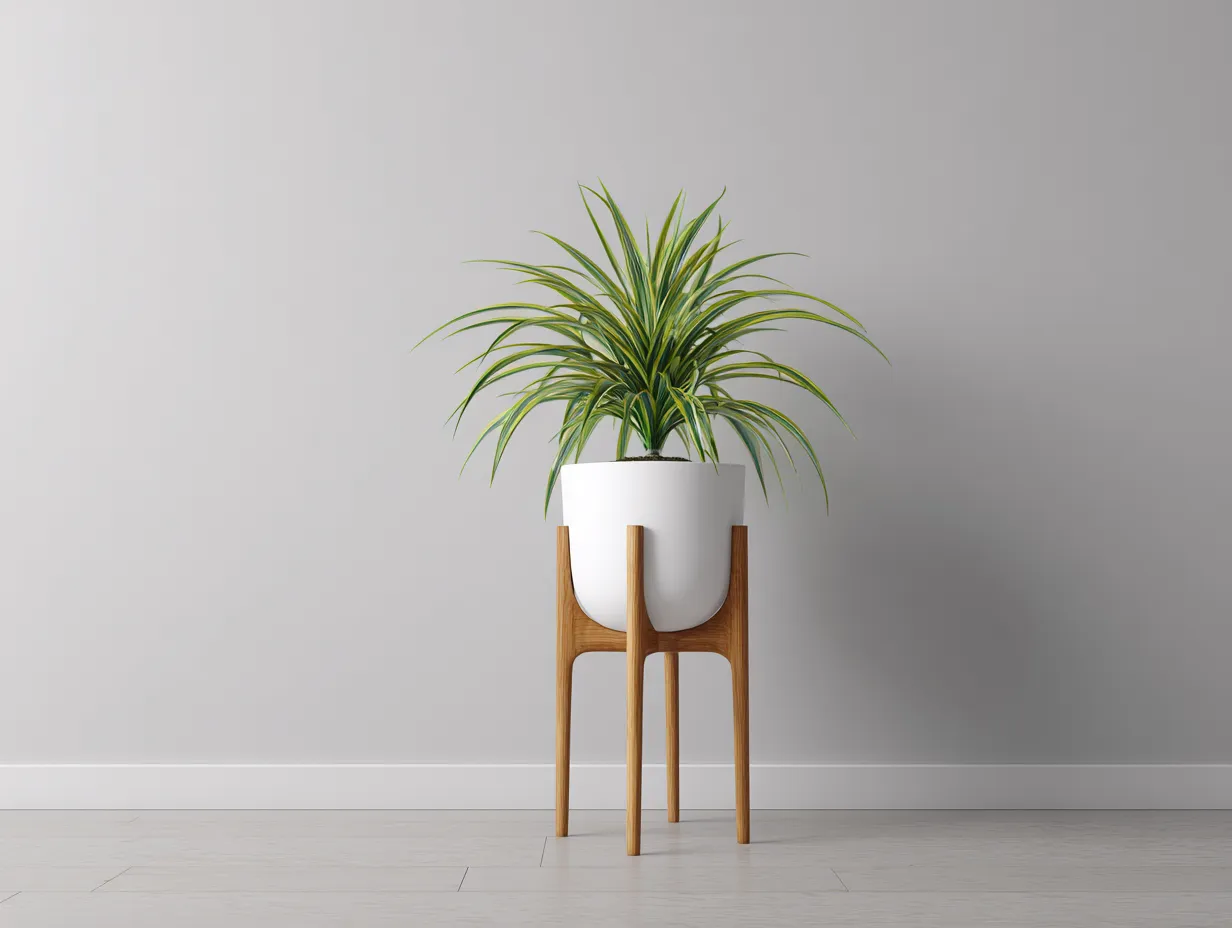 Maceta con soporte de cerámica 30×30×60 cm - blanco y marrón - diseño elevado-Liviahahaus