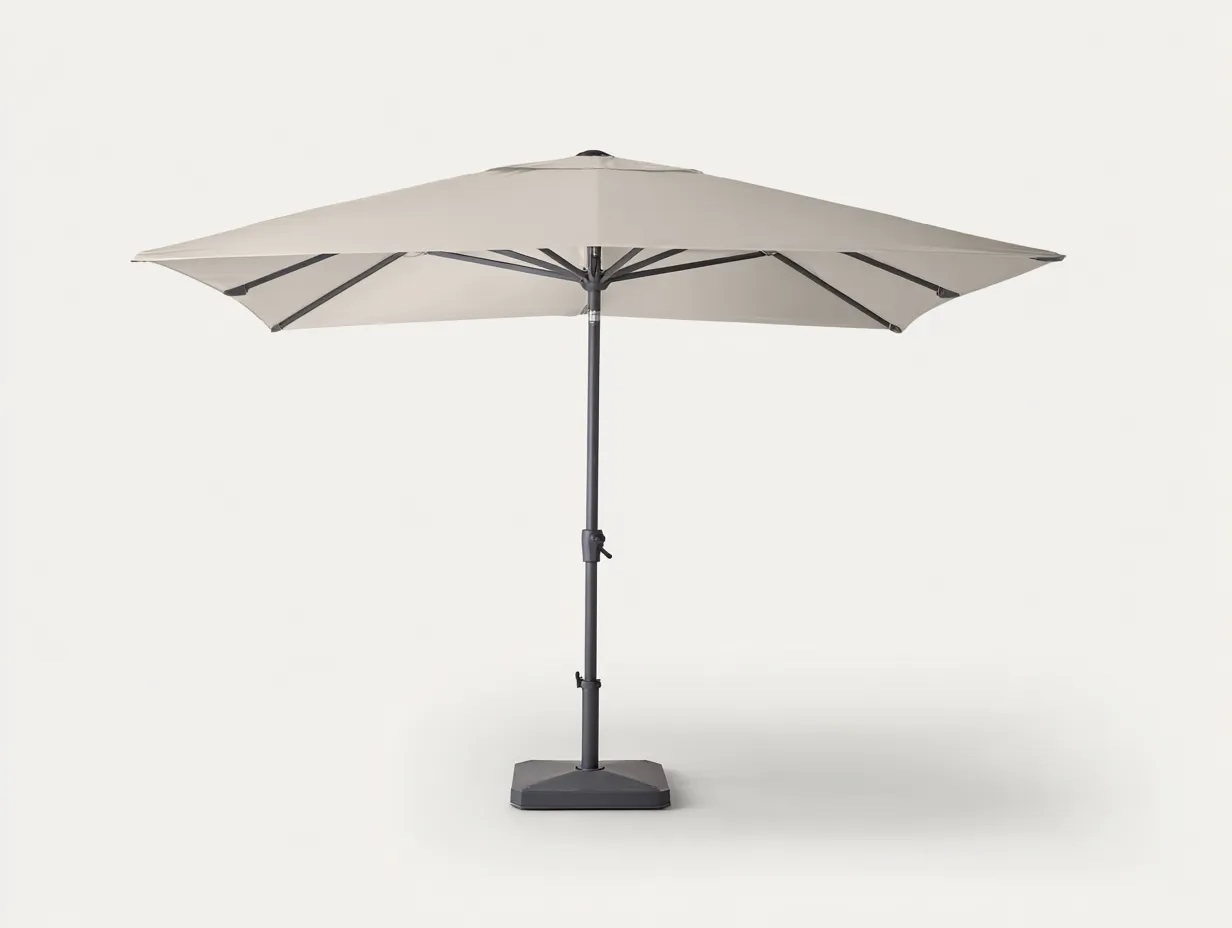 Sombrilla de terraza de tela 300×300×248 cm - gris claro y gris oscuro - con base estable-Liviahahaus