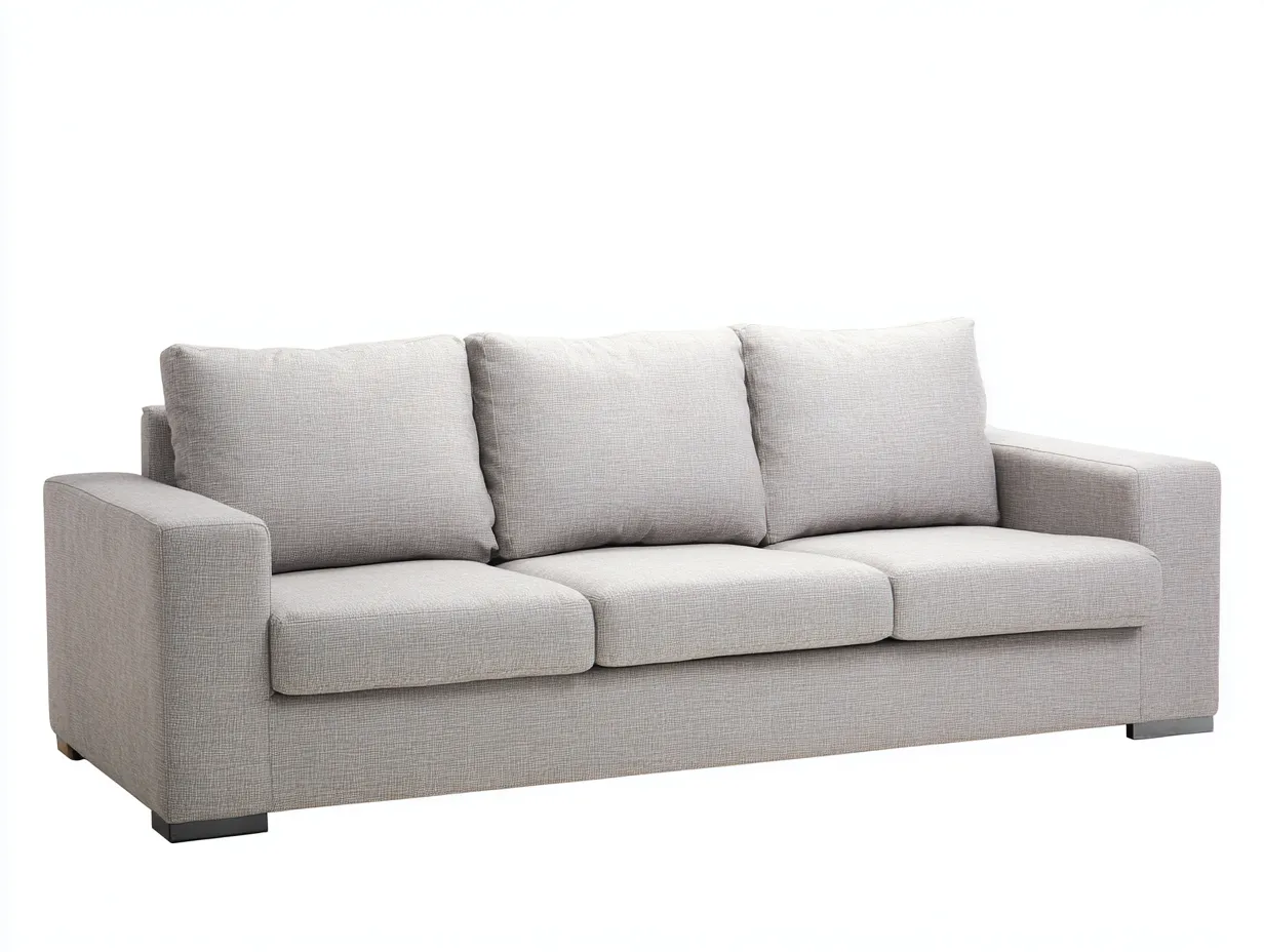 Sofá de 3 plazas 240x95x85 cm – gris claro – tapizado de tela con diseño cómodo para sala de estar-Liviahahaus