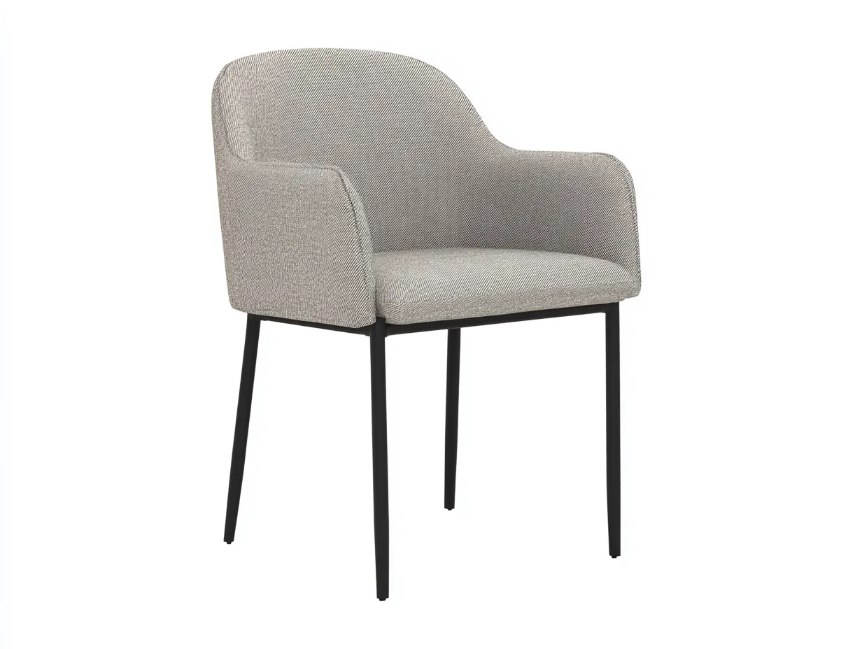 Silla de comedor 56x58x84 cm – gris claro – tapizada en tela con brazos y diseño nórdico para sala de estar-Liviahahaus