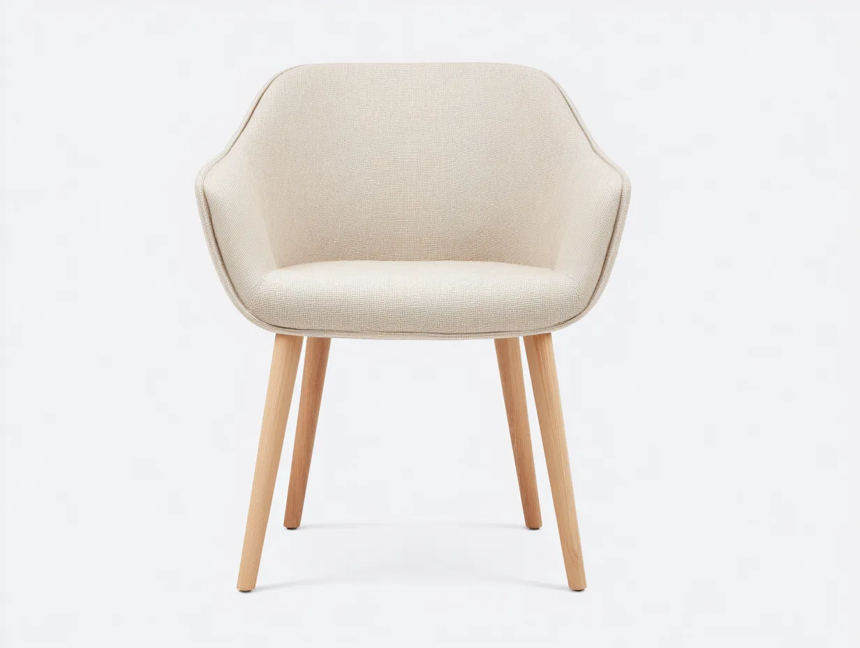 Silla de comedor 60×58×80 cm - tapizada beige y madera clara - diseño moderno para sala de estar-Liviahahaus